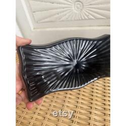 Antique 1920s Fenton Jade Optic Green Black Glass Vanity Tray Powder Box