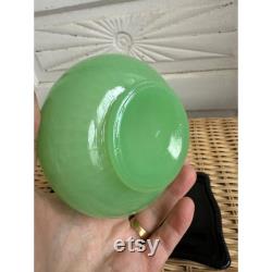 Antique 1920s Fenton Jade Optic Green Black Glass Vanity Tray Powder Box
