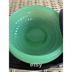 Antique 1920s Fenton Jade Optic Green Black Glass Vanity Tray Powder Box