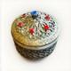 Antique 1920s Ornate Filagree Vanity Box with Faux Jewels