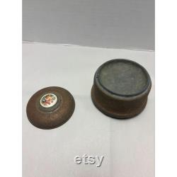 Antique 1920s Powder Puff Music Box Aluminum with Lid