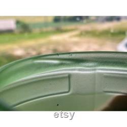 Antique 1930s LE Smith 3 Birds Green Satin Uranium Glass Powder Trinket Box