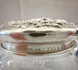Antique 3 Tall Dominick and Haff Sterling Silver and Glass Vanity Dresser Jar 1482088111