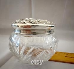 Antique 3 Tall Dominick and Haff Sterling Silver and Glass Vanity Dresser Jar 1482088111