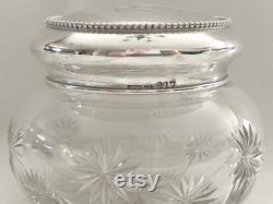 Antique 3 Tall Victorian Edwardian Etched Sterling Silver and Crystal Trinket Vanity Dresser Jar 1258101655