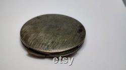 Antique 800 SIlver Compact Powder case,Solid Silver Vanity Pewter Case
