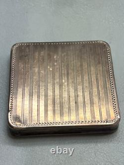 Antique 835 Solid Silver Ladies Powder Box Engraved Hallmark with Initials MJ