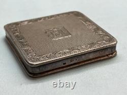 Antique 835 Solid Silver Ladies Powder Box Engraved Hallmark with Initials MJ
