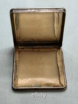 Antique 835 Solid Silver Ladies Powder Box Engraved Hallmark with Initials MJ