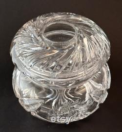 Antique American Cut Crystal Dresser Jar hair Receiver, Brilliant Cut Glass Jar, Vanity Decor, Cotton Ball Holder Jar, Jar for Potpourri
