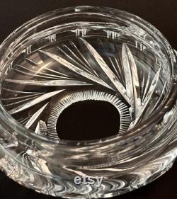 Antique American Cut Crystal Dresser Jar hair Receiver, Brilliant Cut Glass Jar, Vanity Decor, Cotton Ball Holder Jar, Jar for Potpourri