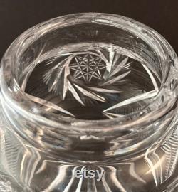 Antique American Cut Crystal Dresser Jar hair Receiver, Brilliant Cut Glass Jar, Vanity Decor, Cotton Ball Holder Jar, Jar for Potpourri
