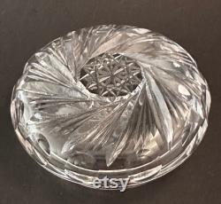 Antique American Cut Crystal Powder Jar, Cut Glass Vanity Dresser Jar, Brilliant Cut Glass Jar, Vanity Decor, Cotton Ball Holder Jar