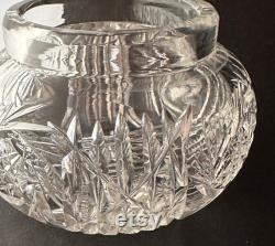 Antique American Cut Crystal Powder Jar, Cut Glass Vanity Dresser Jar, Brilliant Cut Glass Jar, Vanity Decor, Cotton Ball Holder Jar