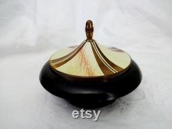 Antique Art Deco Bakelite Musical Powder Bowl Jalco Swiss Movement Lili Marlene 1930s 1940s Music Box Vanity Dressing Table Item