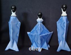 Antique Art Deco Bavarian 2 Flapper Perfume Bottles & Powder Box Set Euc Stamped