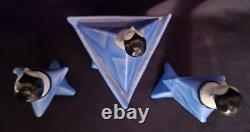 Antique Art Deco Bavarian 2 Flapper Perfume Bottles & Powder Box Set Euc Stamped