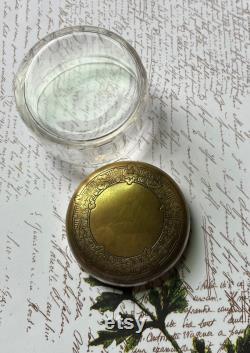 Antique Art Deco Era Vanity Dresser Jar with Oak Leaf and Acorn Motif, Alpaca Silver, Maker's Mark C G Hallberg, Sweden, Nice Patterned Glass