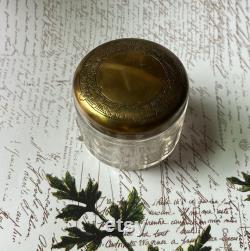 Antique Art Deco Era Vanity Dresser Jar with Oak Leaf and Acorn Motif, Alpaca Silver, Maker's Mark C G Hallberg, Sweden, Nice Patterned Glass