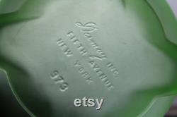 Antique Art Deco Green Satin Glass Powder Jar Dermay Rapunzel 1920s