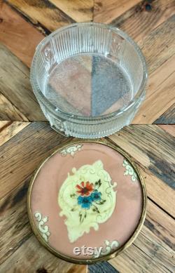 Antique, Art Deco, Ribbed, Frosted Glass, Floral, Vanity Jars, Set 3 Antique, Art Deco, Ribbed, Frosted Glass, Floral, Vanity Jars, Set 3
