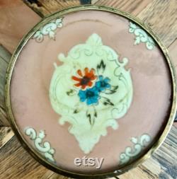 Antique, Art Deco, Ribbed, Frosted Glass, Floral, Vanity Jars, Set 3