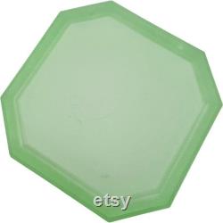 Antique Art Deco Uranium Glass Ramses Roxana Powder Jar Vintage 1920's Uranium Powder Jar