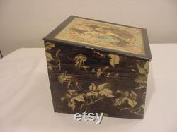 Antique Art Nouveau Powder Box With Beautiful Lady's Portrait On Top 25 292