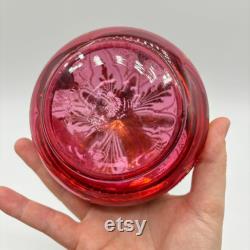 Antique Bohemian Cranberry Enamel Paintes Moser Art Glass Vanity Powder Jar