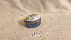 Antique Bonbonniere Patch Box Victorian French Porcelain Hand Painted Trinket Vanity Boudoir Casket