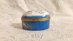 Antique Bonbonniere Patch Box Victorian French Porcelain Hand Painted Trinket Vanity Boudoir Casket