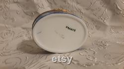 Antique Bonbonniere Patch Box Victorian French Porcelain Hand Painted Trinket Vanity Boudoir Casket