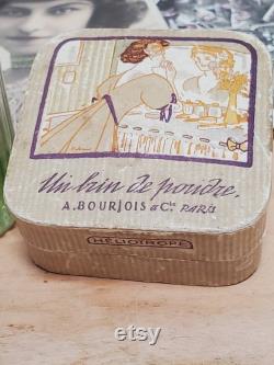 Antique Bourjois Paris Powder Box with Rochas Perfume Bottle