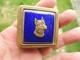 Antique Brass Blue Cloisonn&eacute; Enamel Dog Compact Powder Box
