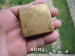 Antique Brass Blue Cloisonné Enamel Dog Compact Powder Box