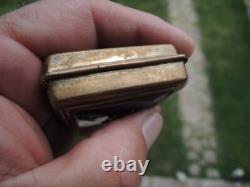 Antique Brass Blue Cloisonné Enamel Dog Compact Powder Box
