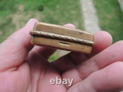 Antique Brass Blue Cloisonné Enamel Dog Compact Powder Box