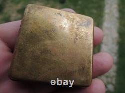 Antique Brass Blue Cloisonné Enamel Dog Compact Powder Box
