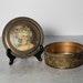 Antique Bronzed Metal Trinket or Powder Box with Celluloid Victorian Lady Portrait with Mirrored Lid and Glass Insert