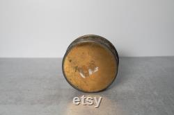 Antique Bronzed Metal Trinket or Powder Box with Celluloid Victorian Lady Portrait with Mirrored Lid and Glass Insert