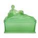 Antique CLEOPATRA Depression Glass Vanity Box Puff Powder Jar Dresser Art Deco Satin Green Boudoir Casket