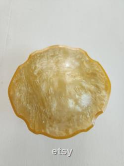 Antique Carleton Arch Amerith Cream Yellow Marbled Celluloid Powder Box - Vintage 1920s 1930s Make Up Cosmetic Storage Box Vanity Decor