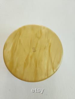 Antique Carleton Arch Amerith Cream Yellow Marbled Celluloid Powder Box - Vintage 1920s 1930s Make Up Cosmetic Storage Box Vanity Decor