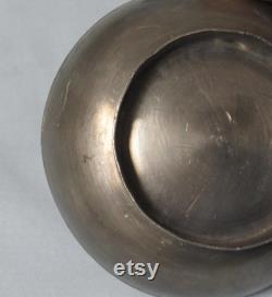 Antique Chinese Pewter Dish with Jade and Carnelian on Lid Trinket Vanity Powder Box Round circa early 1900s