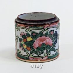 Antique Chinese Round Porcelain Famille Rose Medallion Dressing Jar Trinket Jewelry Cylinder Box 1800's (2 1 8 dia. x 2 high)