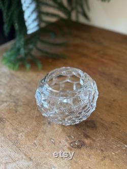 Antique Crystal Glass Powder Jar with Portrait Lid