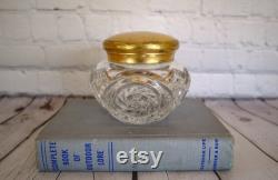 Antique Crystal Powder Jar Vintage Vanity Dresser Decor