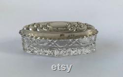 Antique Cut Crystal Box With Silver Lid. Hallmarked Chester 1908