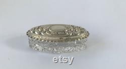 Antique Cut Crystal Box With Silver Lid. Hallmarked Chester 1908