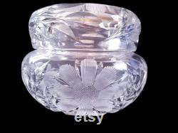 Antique Cut Crystal Daisy Powder Jar Box Victorian Edwardian Art Deco Vanity Jar EAPG American Brilliant Trinket Box 1920s 1930s 1910s